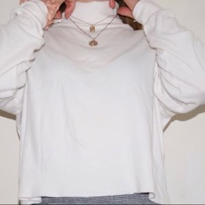 white Karen Scott cropped turtleneck